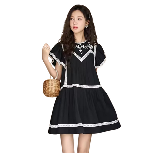 Gothic Lace Trim Mini Dress