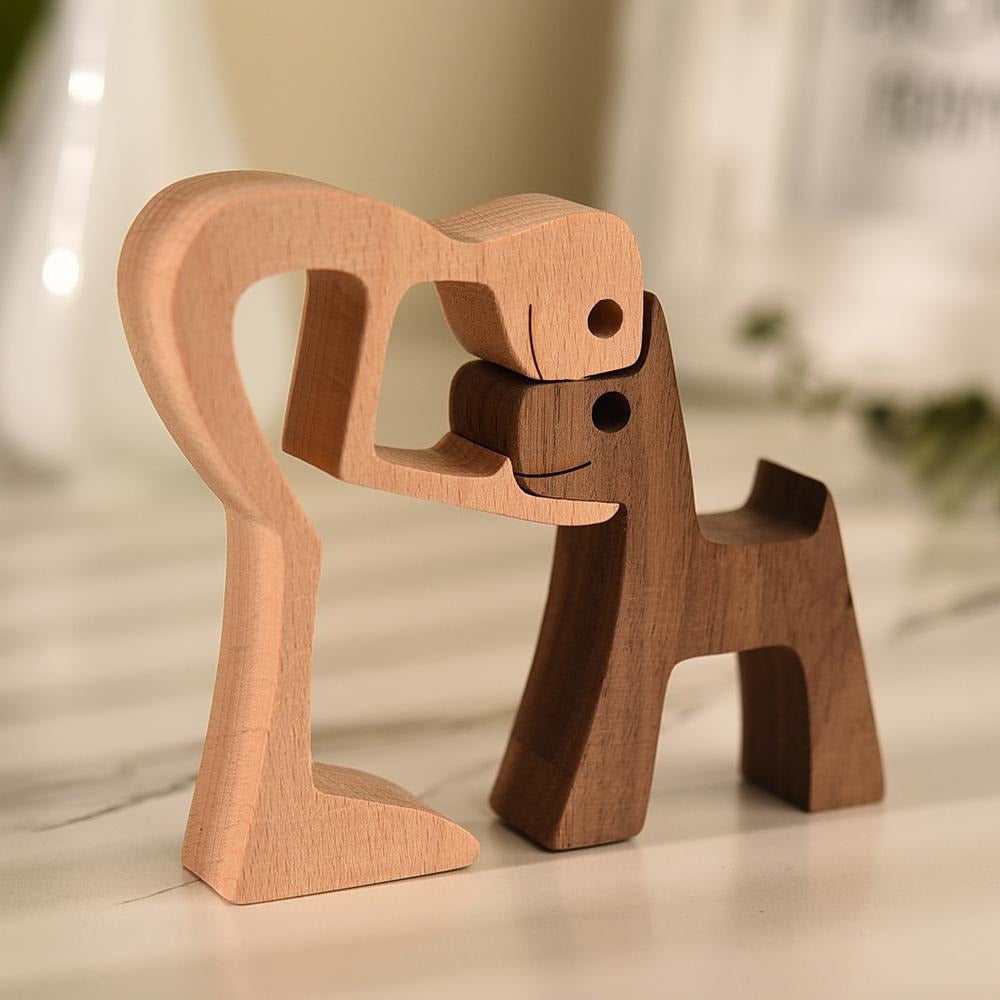 Treskulptur - Jeg elsker hunden min